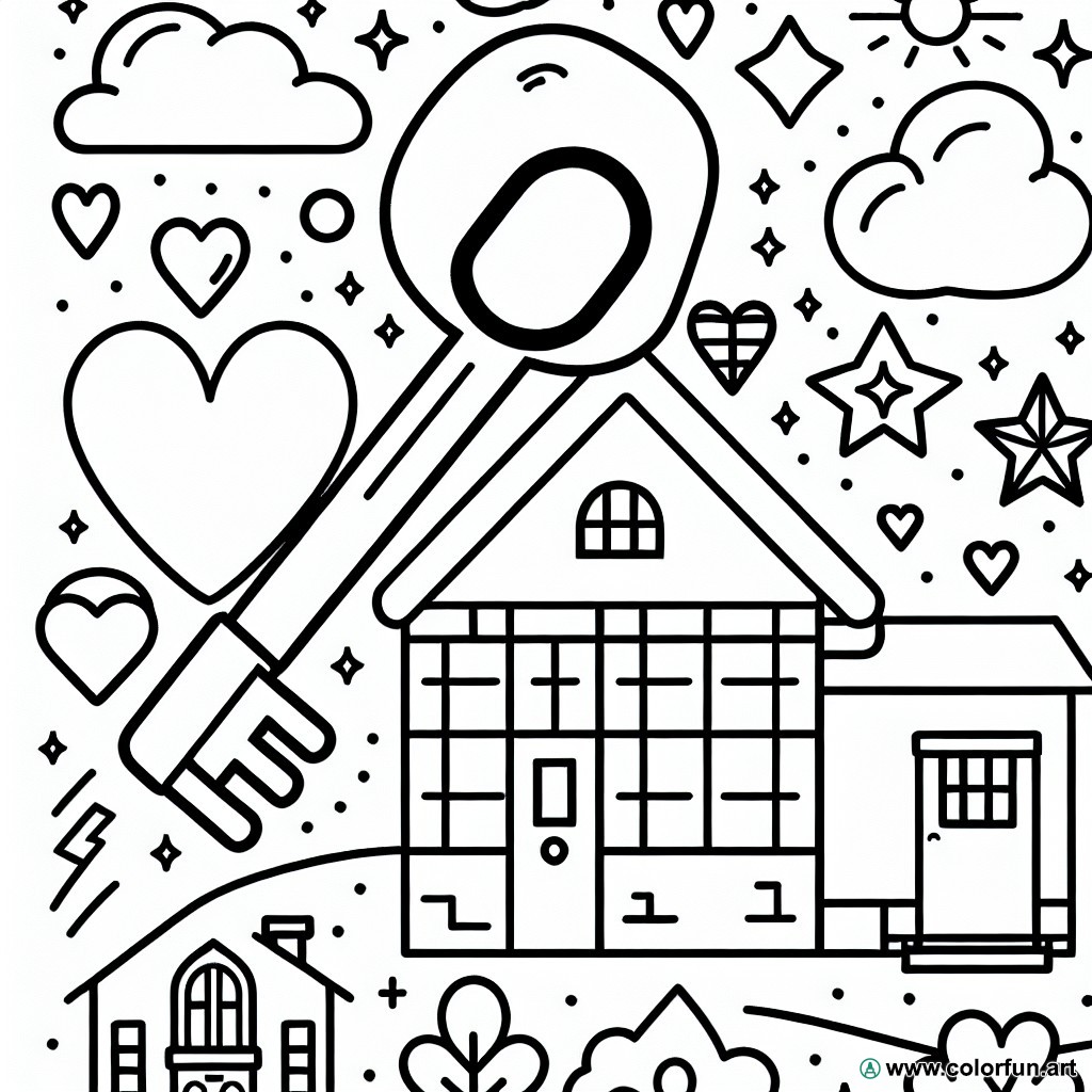 Coloring page house key