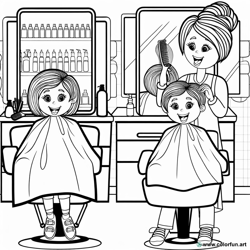 coloring page hairdresser hair salon