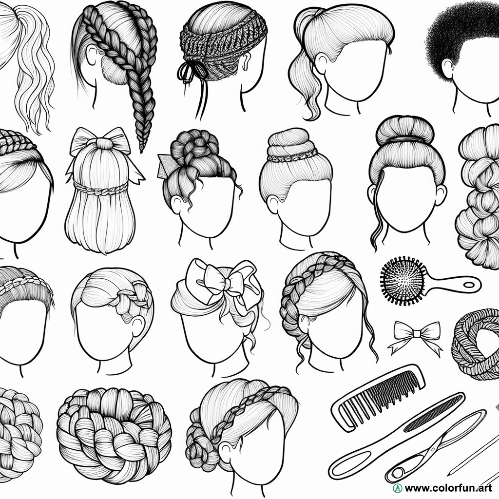 Hair styling coloring page