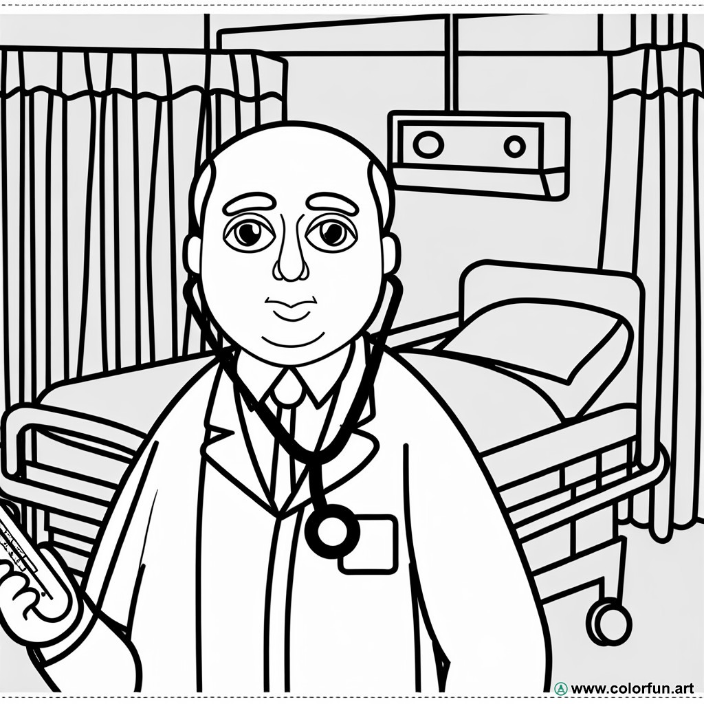 coloring page hospital doctor