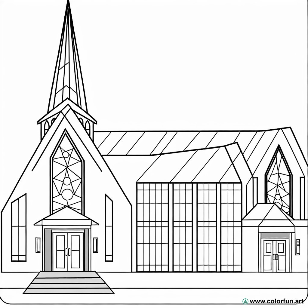coloring page modern church