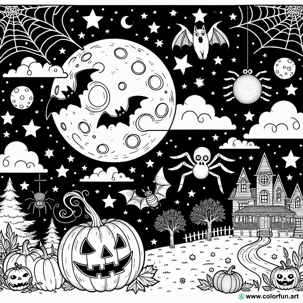 scary pumpkin halloween coloring page