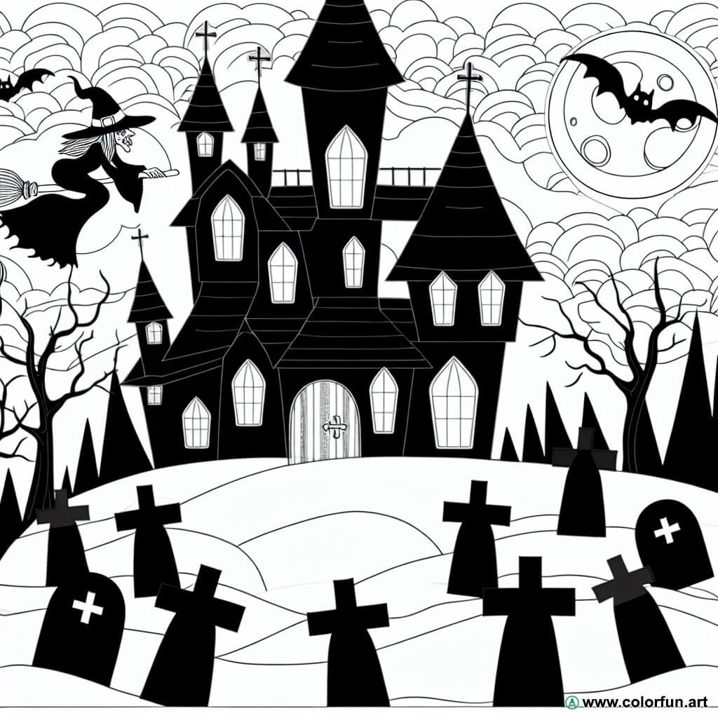 coloring page scary halloween