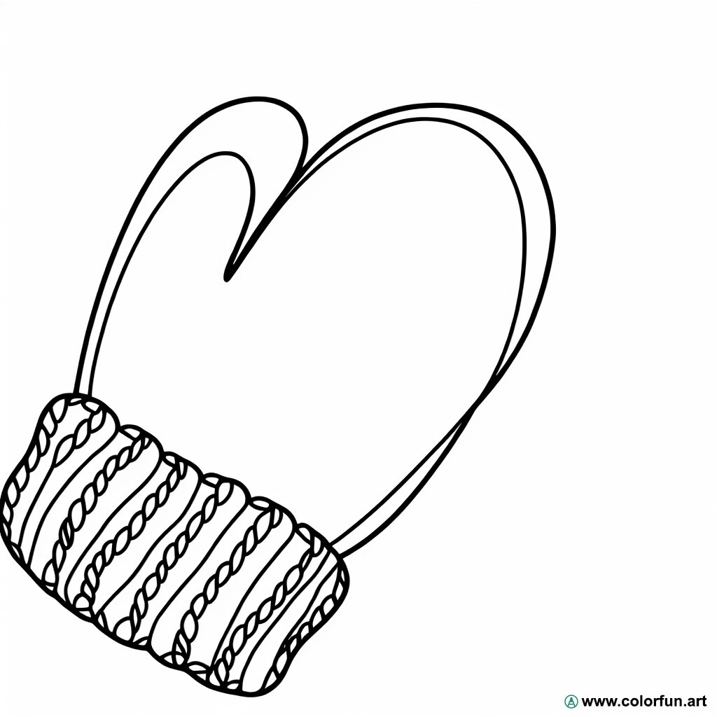 coloring page wool mitten