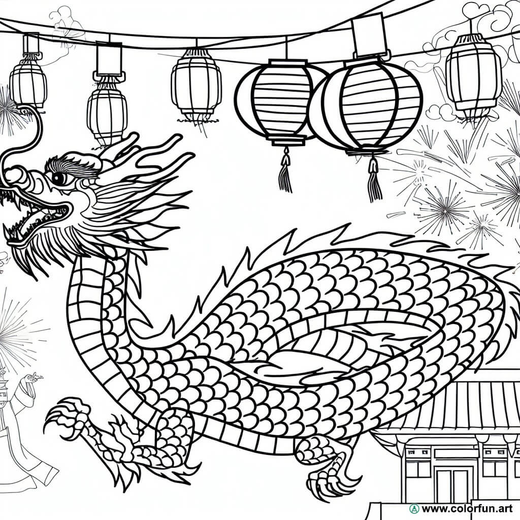 coloring page traditional Chinese New Year