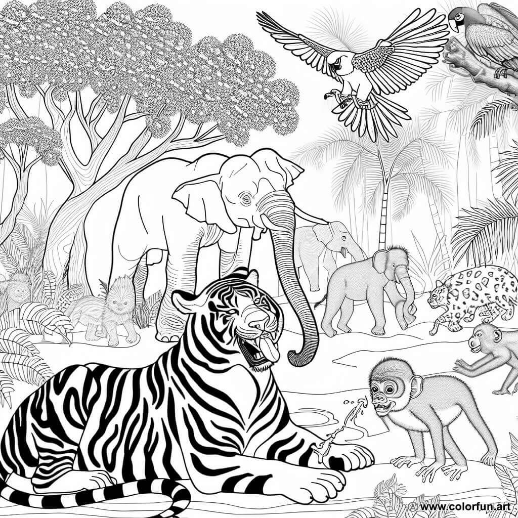 coloring page difficult animals