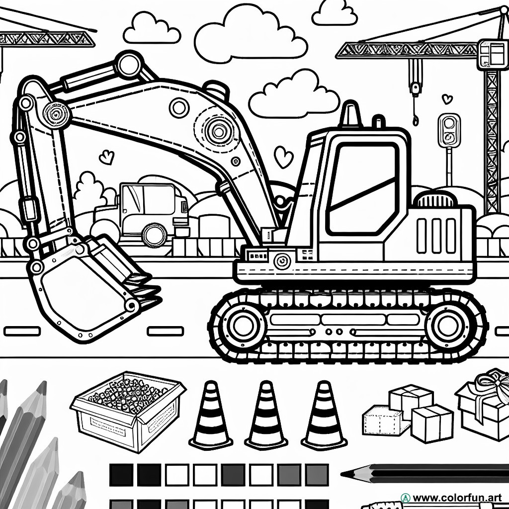 coloring page construction vehicle