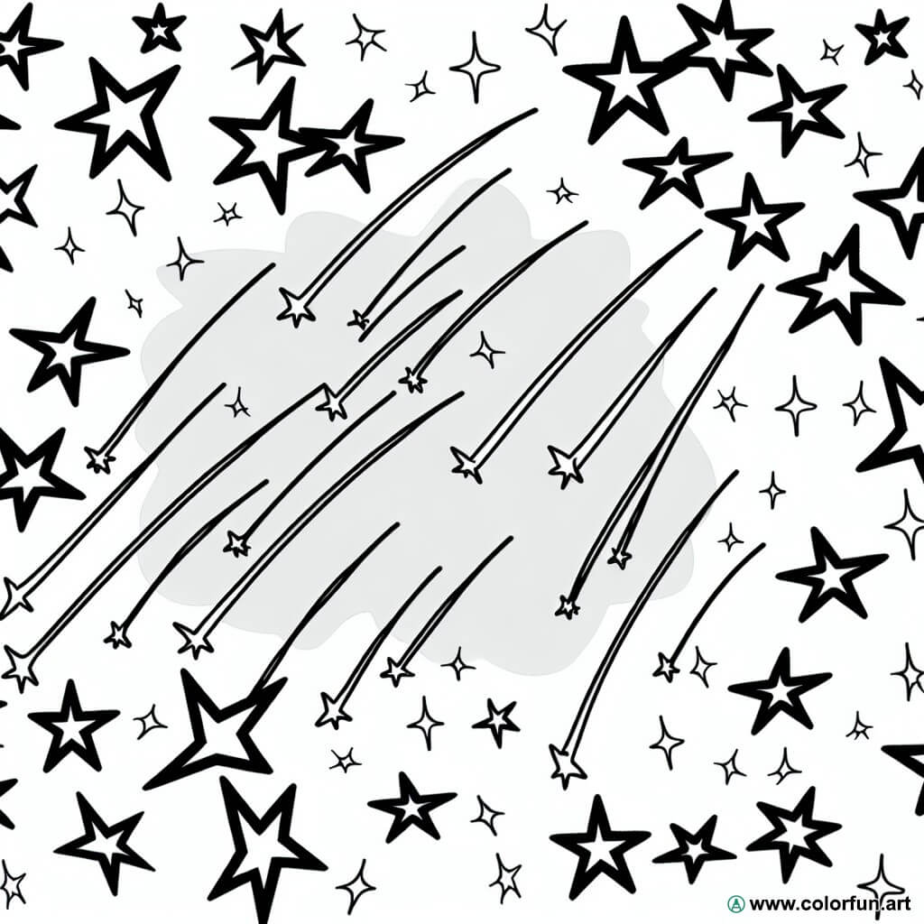 coloring page shooting stars