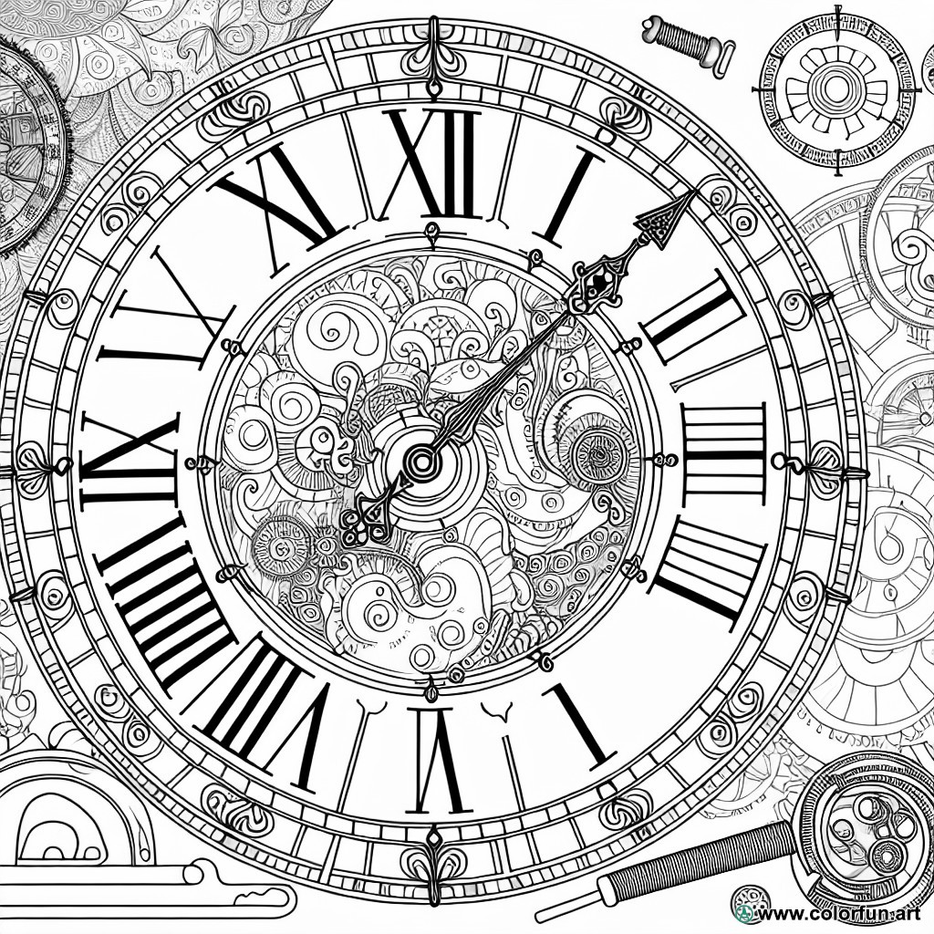 coloring page old clock