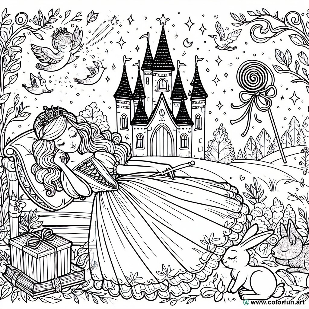 coloring page sleeping beauty aurora