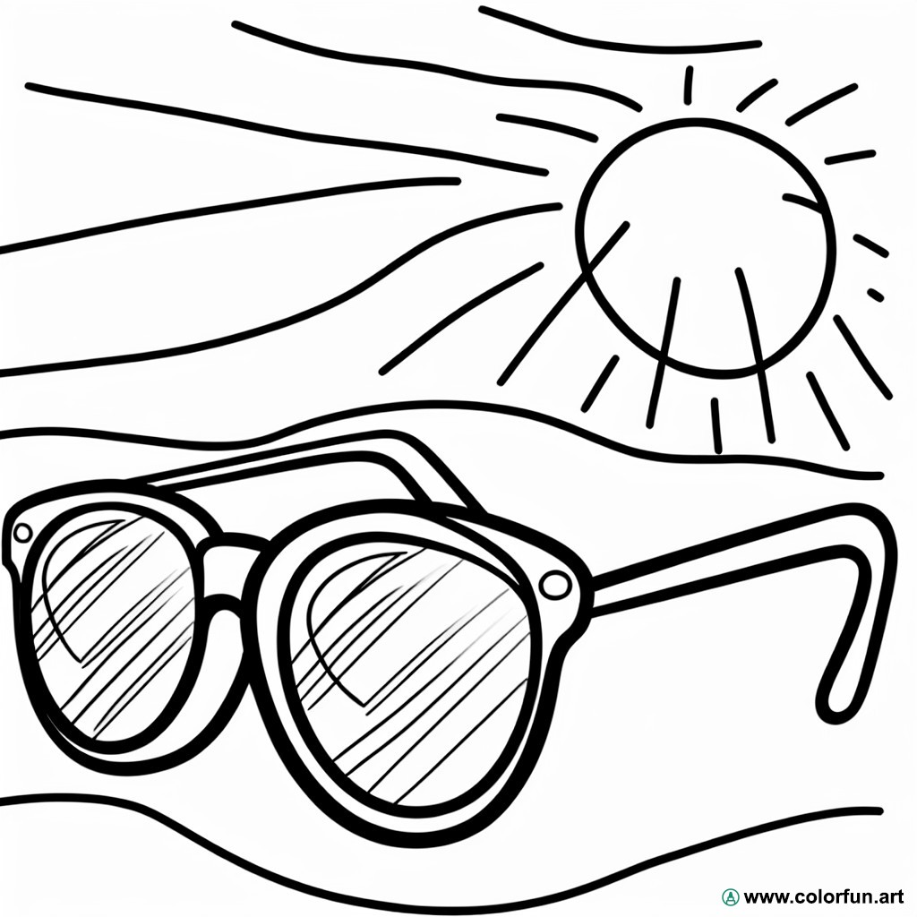 coloring page sunglasses sun