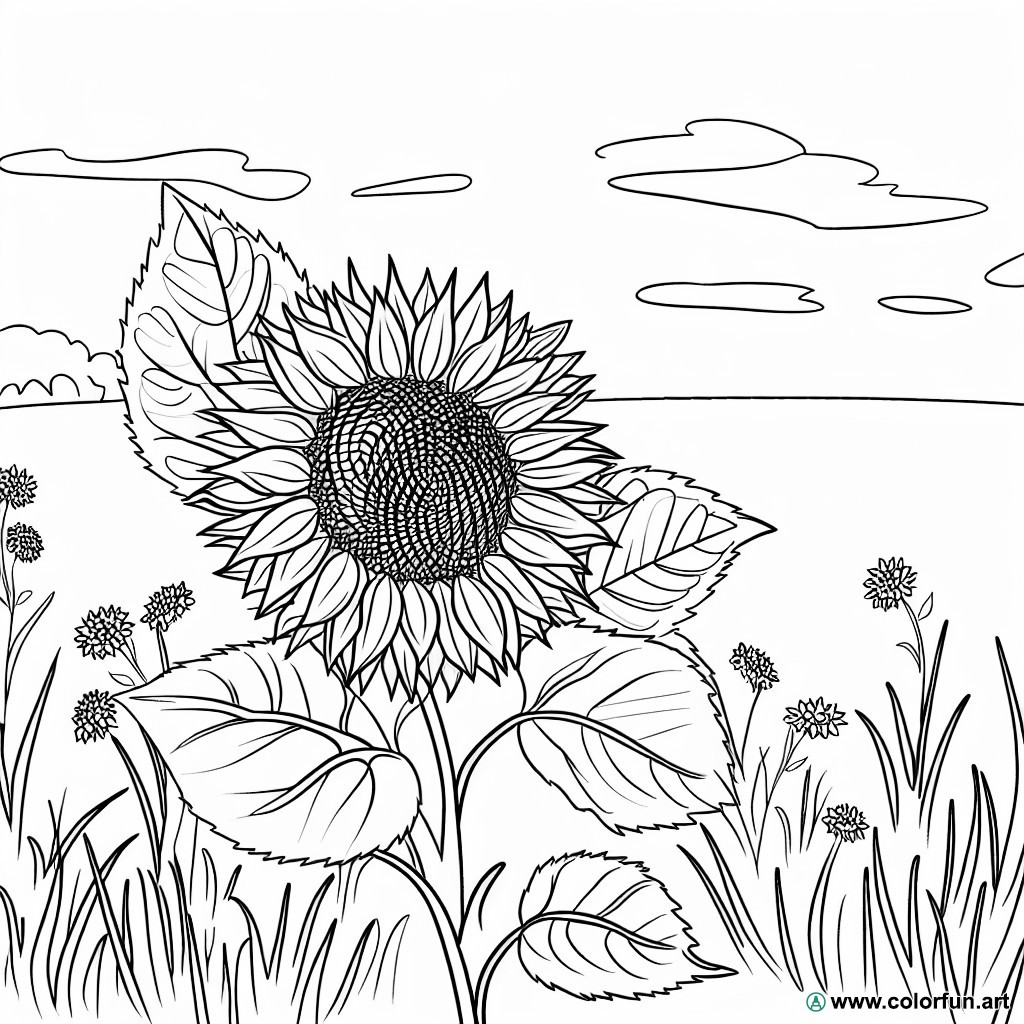 coloring page nature sunflower