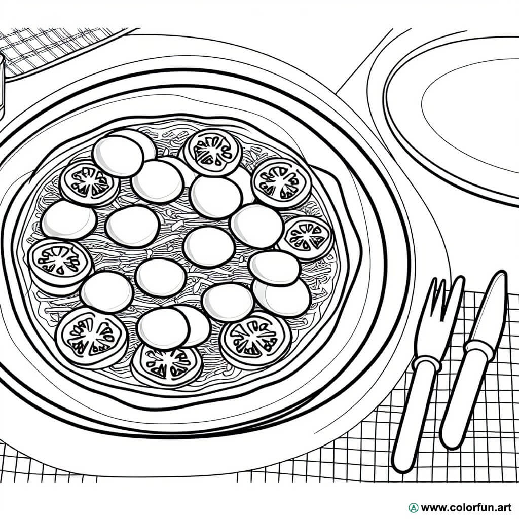coloring page margherita pizza