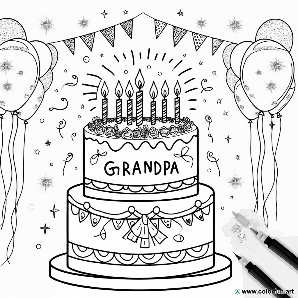 coloring page grandpa happy birthday
