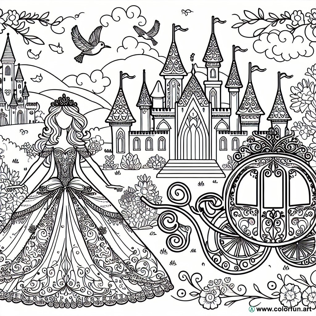 Cinderella wedding coloring page
