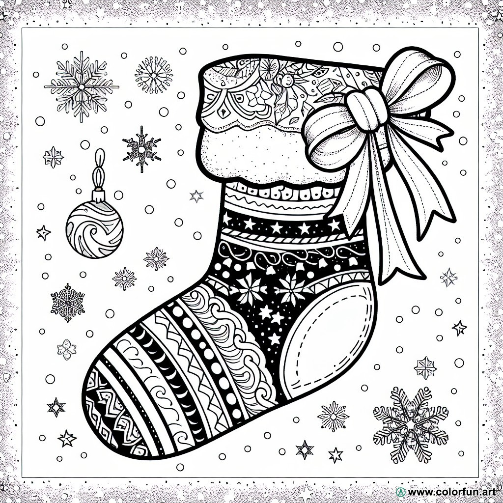 Santa Claus sock coloring page
