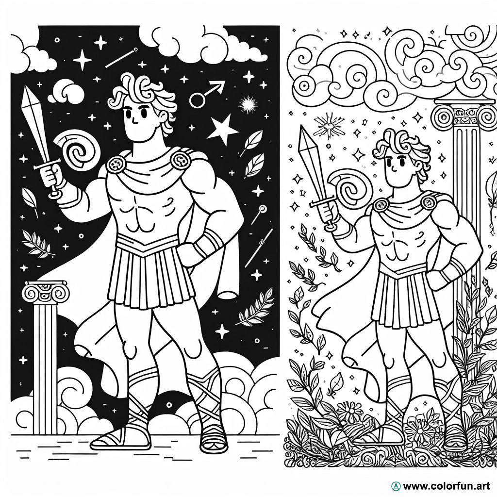 coloring page Greek mythology heroes