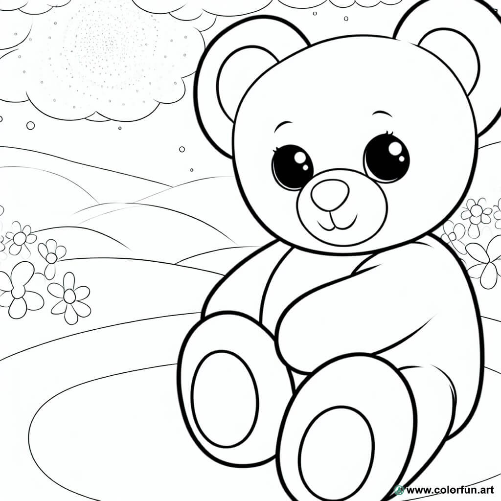 coloring page soft teddy bear