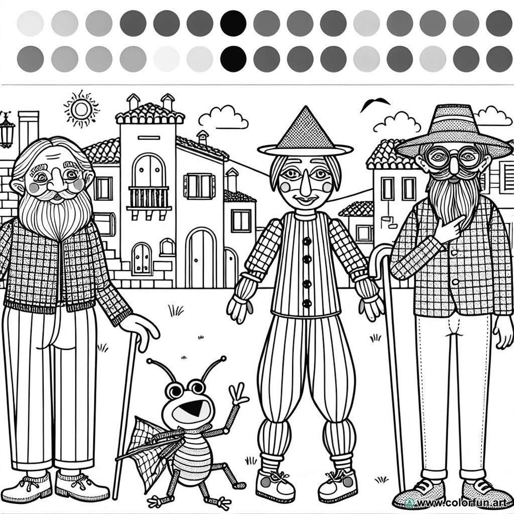 Pinocchio movie coloring page