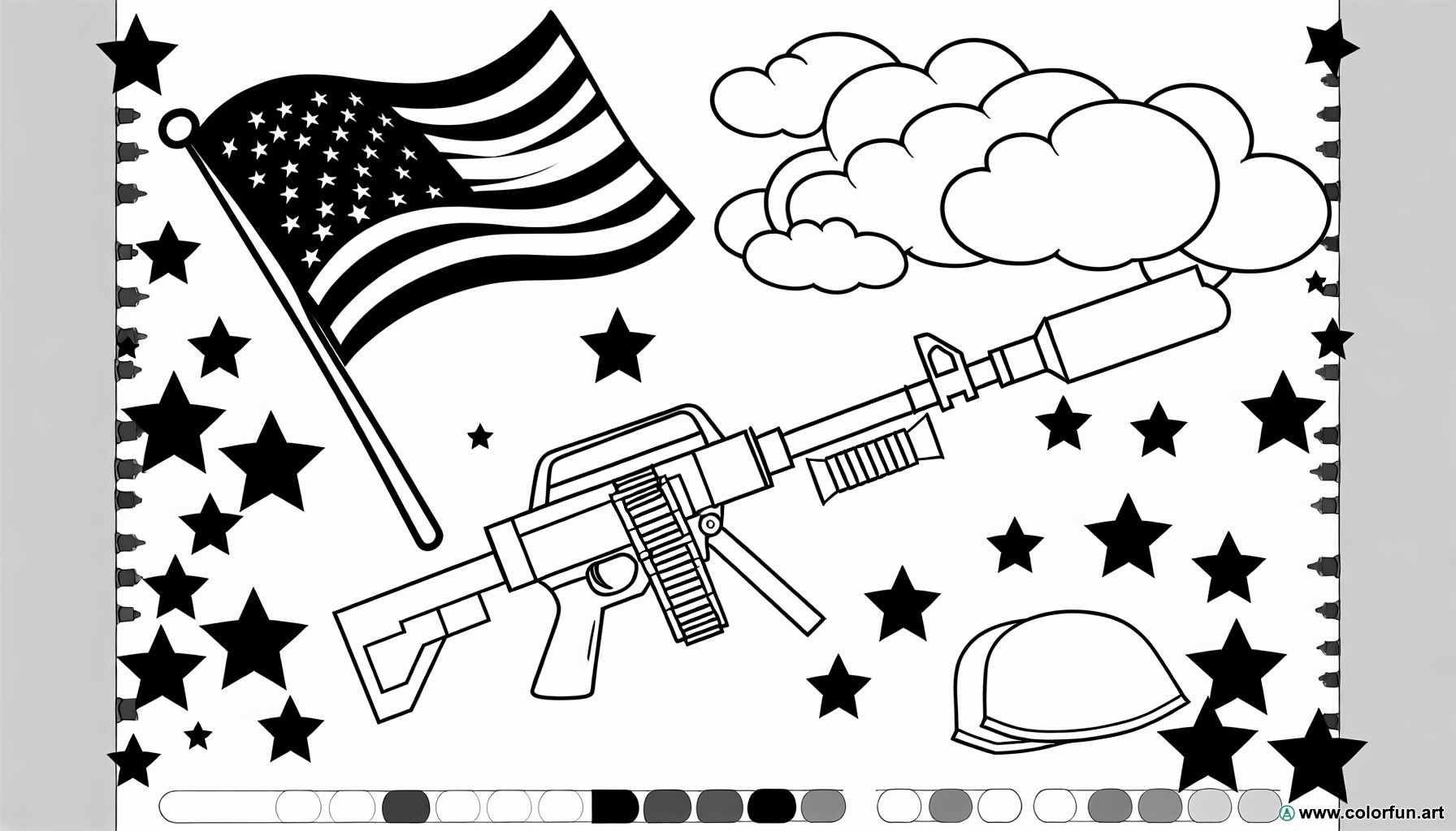 coloring page gun army