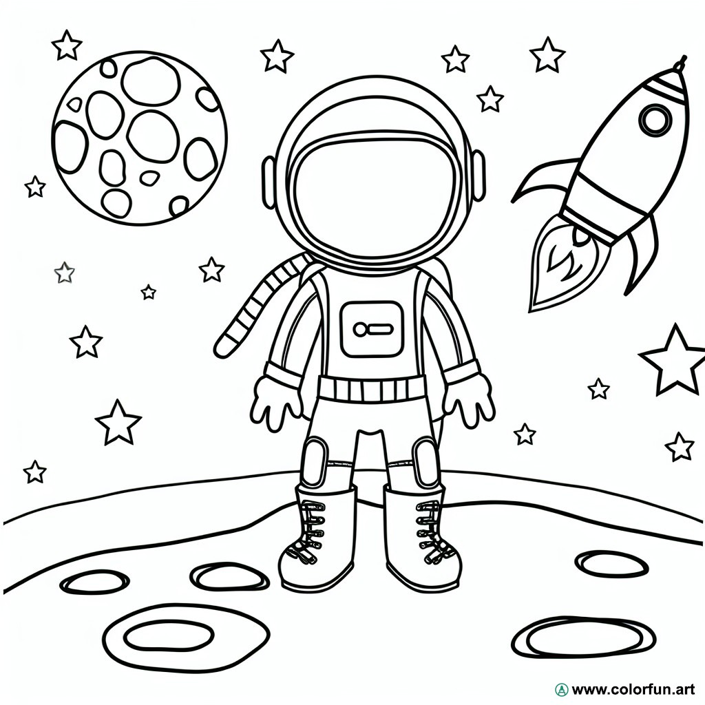 coloring page astronaut planet