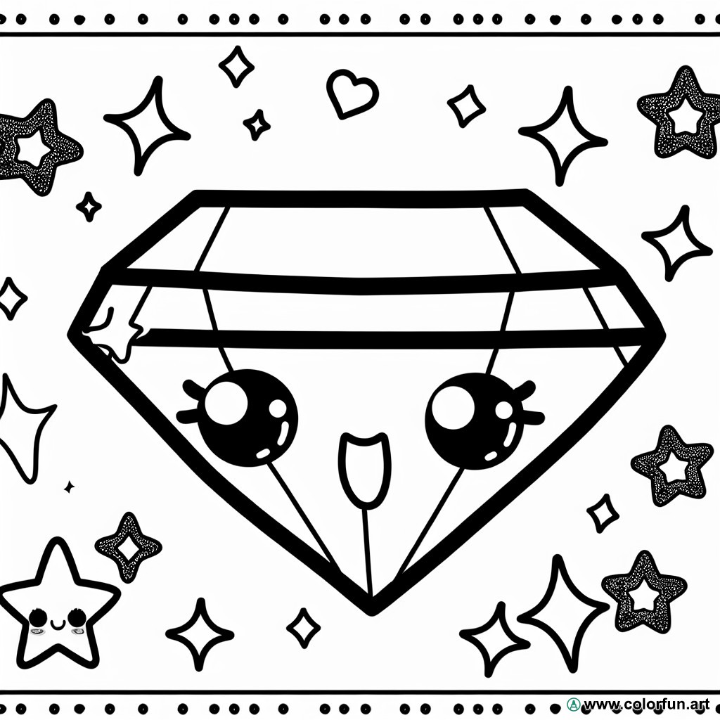 kawaii diamond coloring page