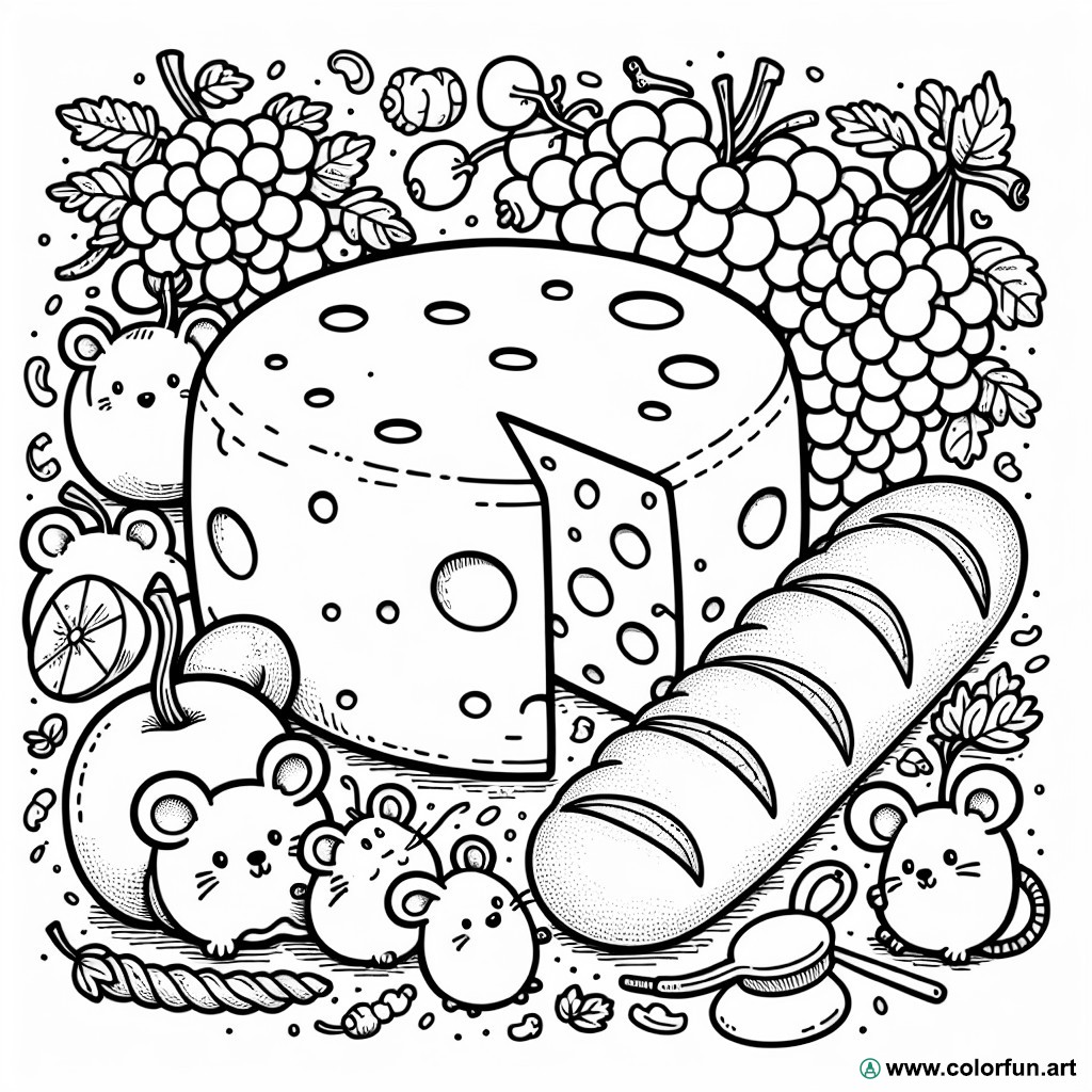 creative cheese coloring page
