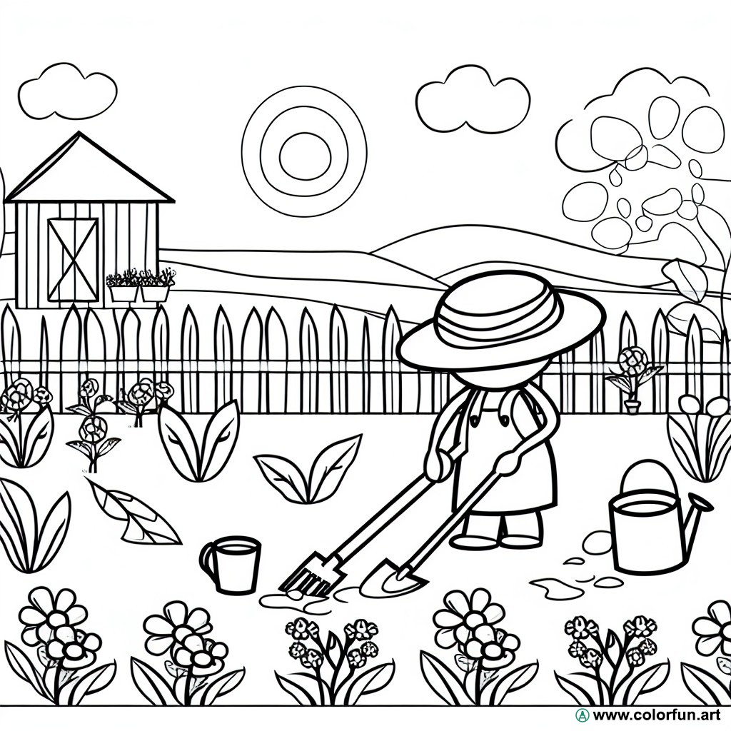 coloring page adult garden