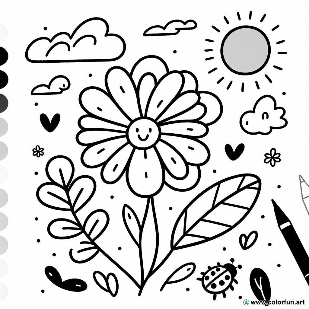 Coloring page of a simple daisy Download or Print for free