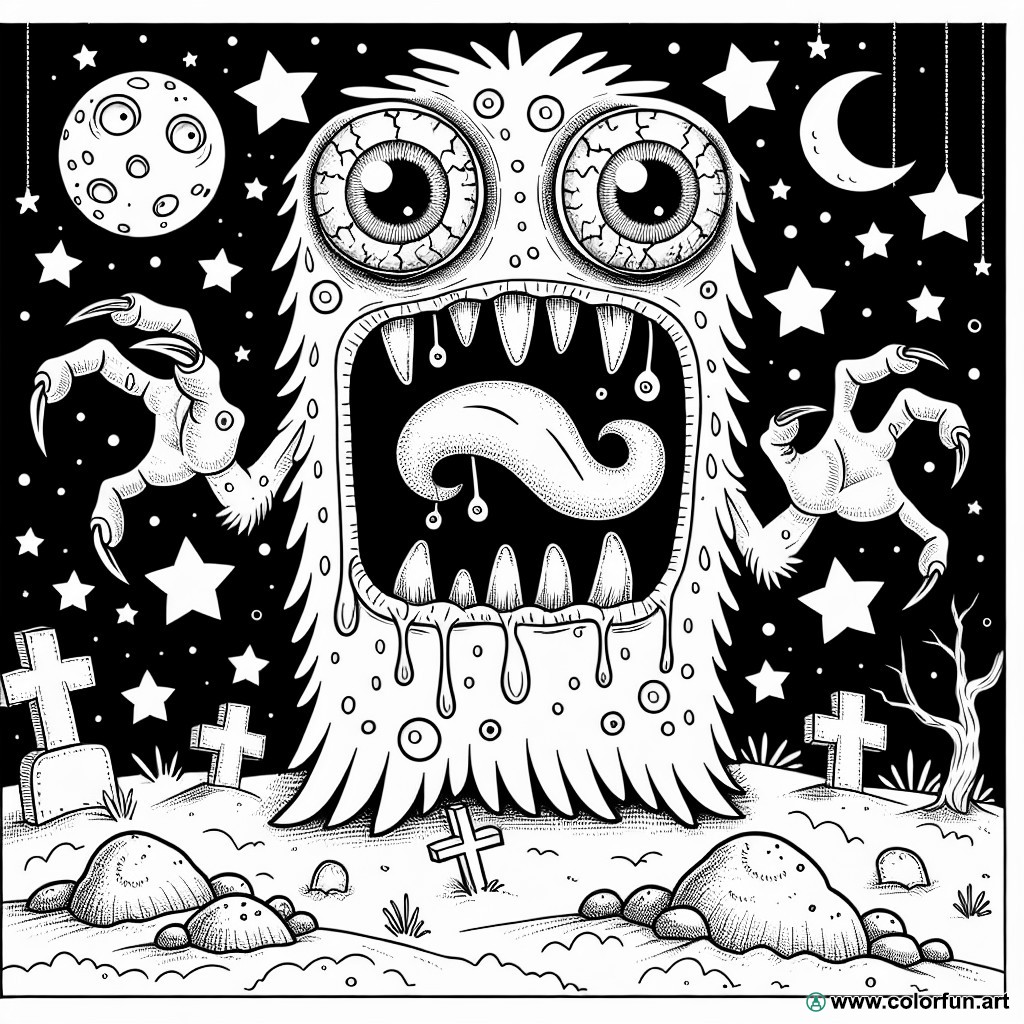 scary monster coloring page