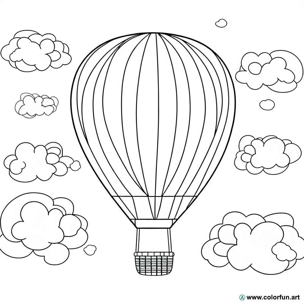 coloring page hot air balloon sky