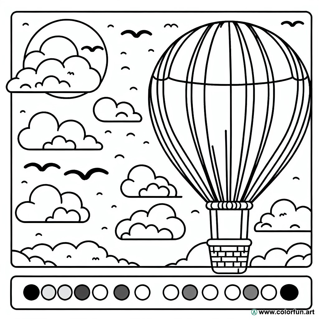 coloring page hot air balloon cloud