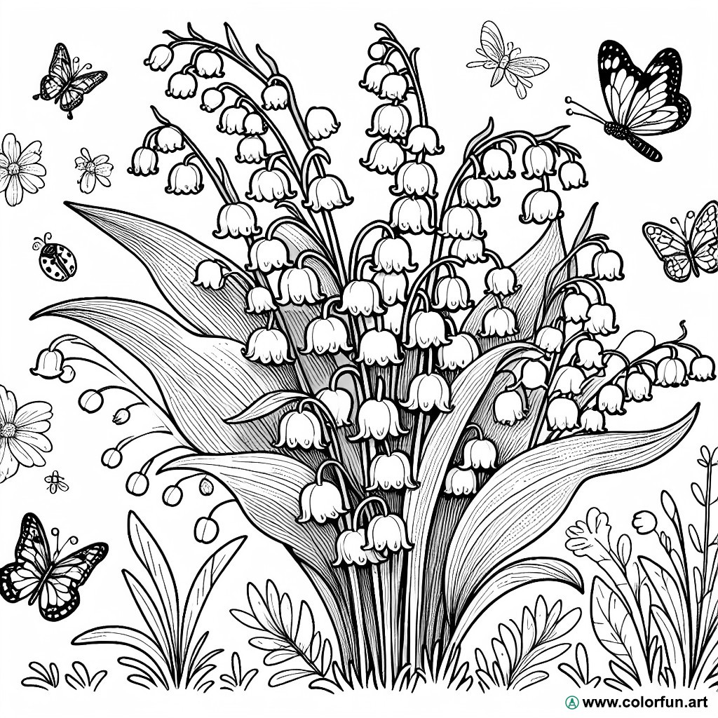 coloring page lily of the valley bouquet