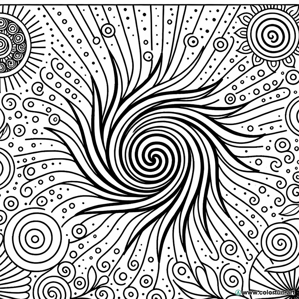 Abstract spiral coloring page