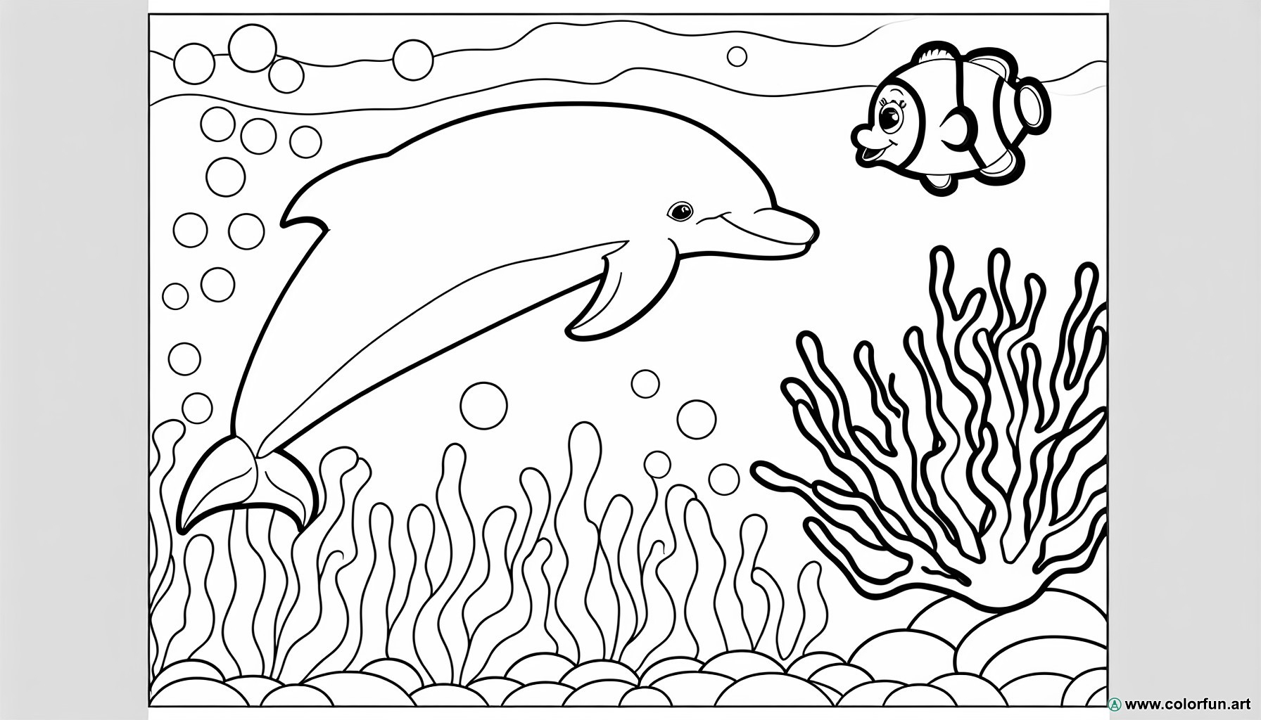 Underwater animals coloring page