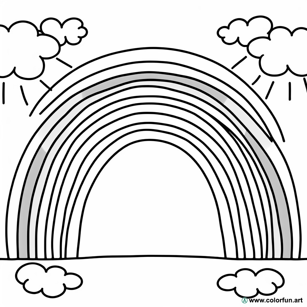 coloring page simple rainbow
