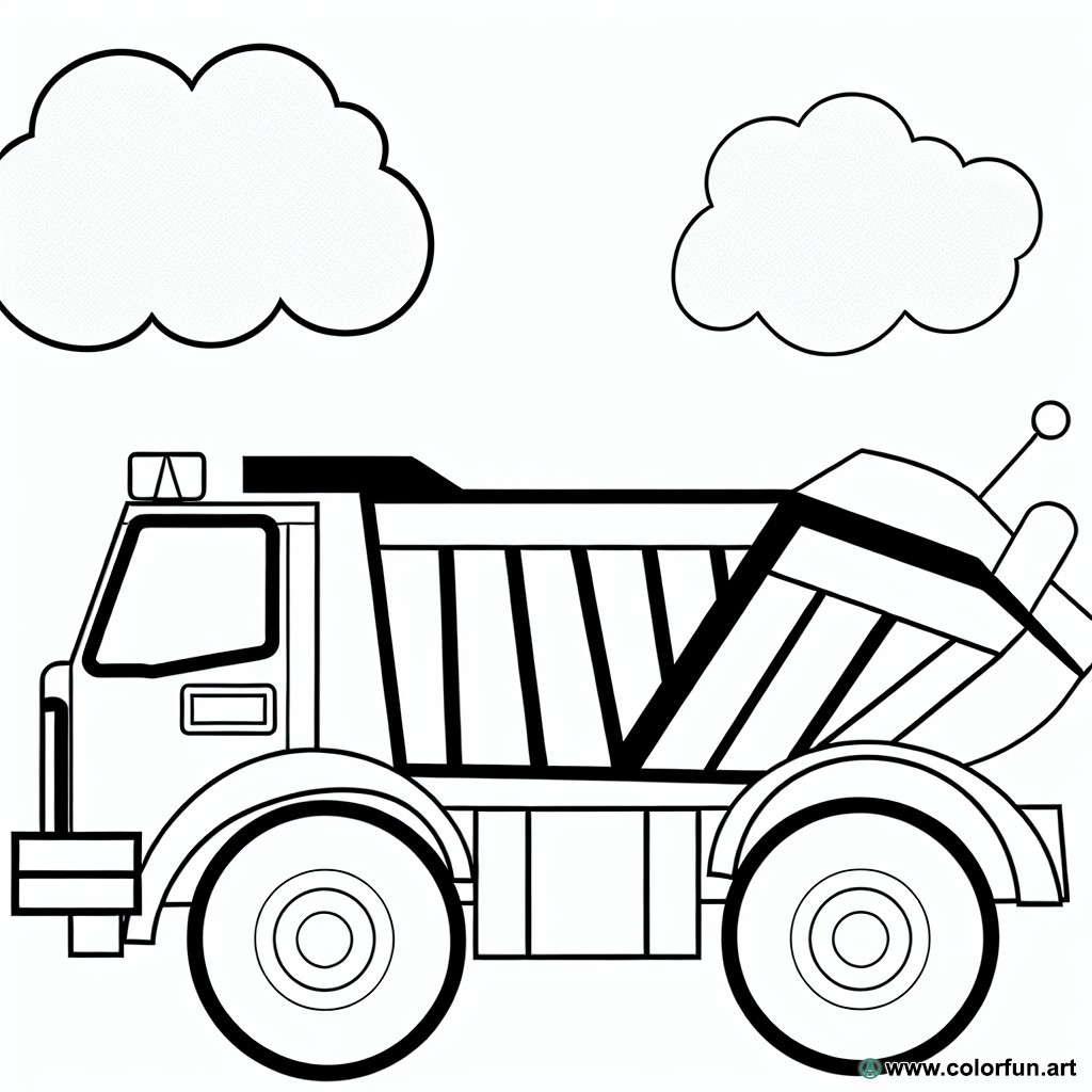 coloring page dump truck transport