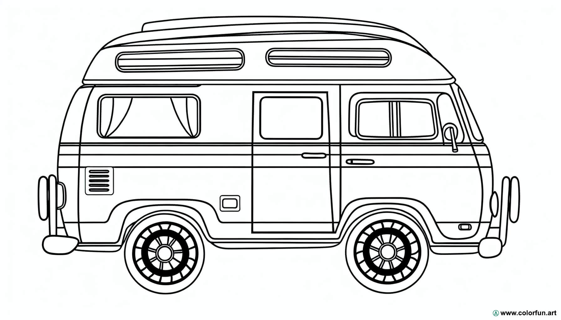 coloring page vintage camper van