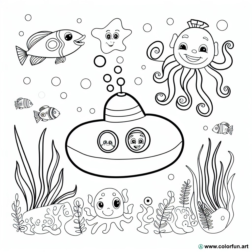 coloring page underwater background