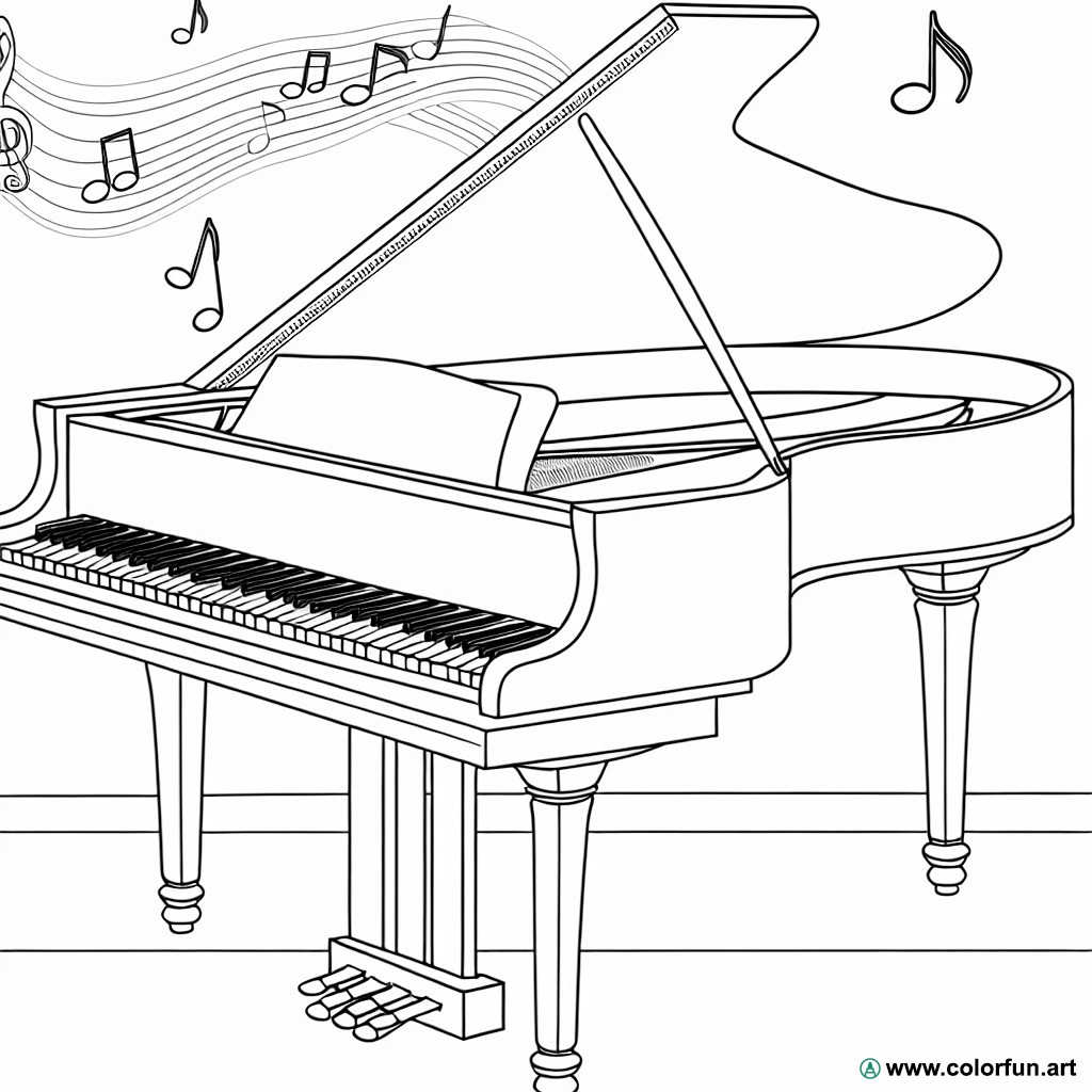 modern piano coloring page