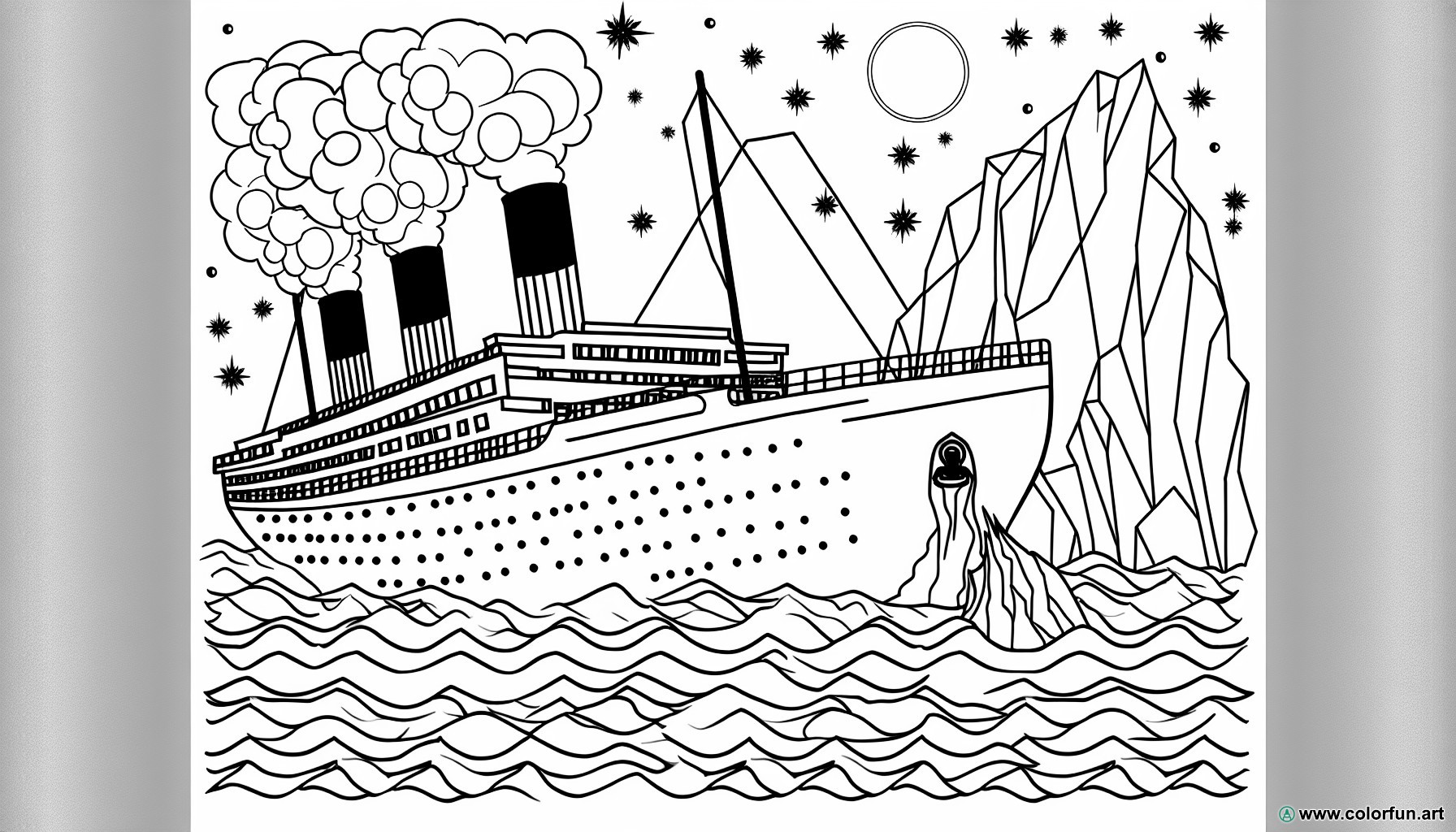 coloring page titanic iceberg