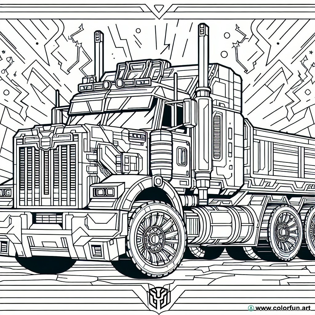 coloring page transformers truck