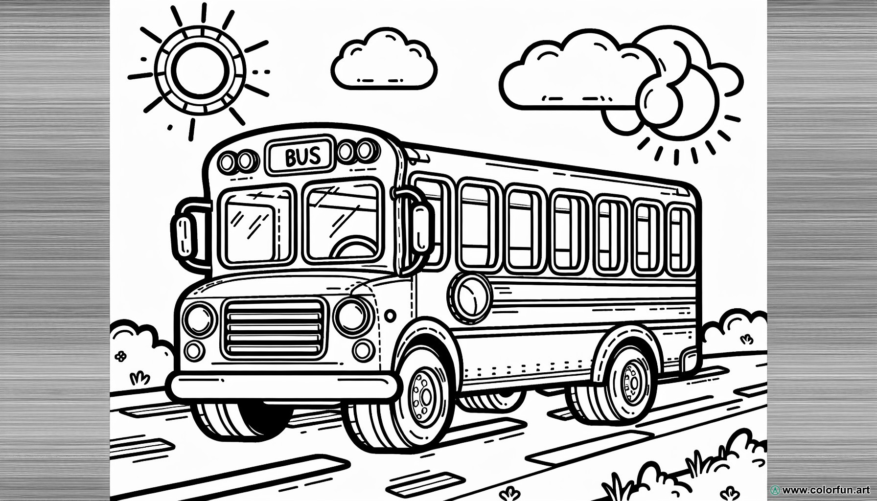 coloring page bus travel