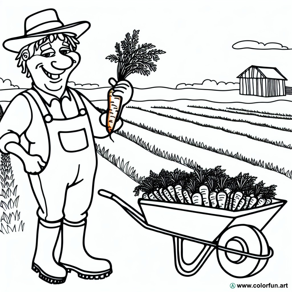 coloring page farmer carrots