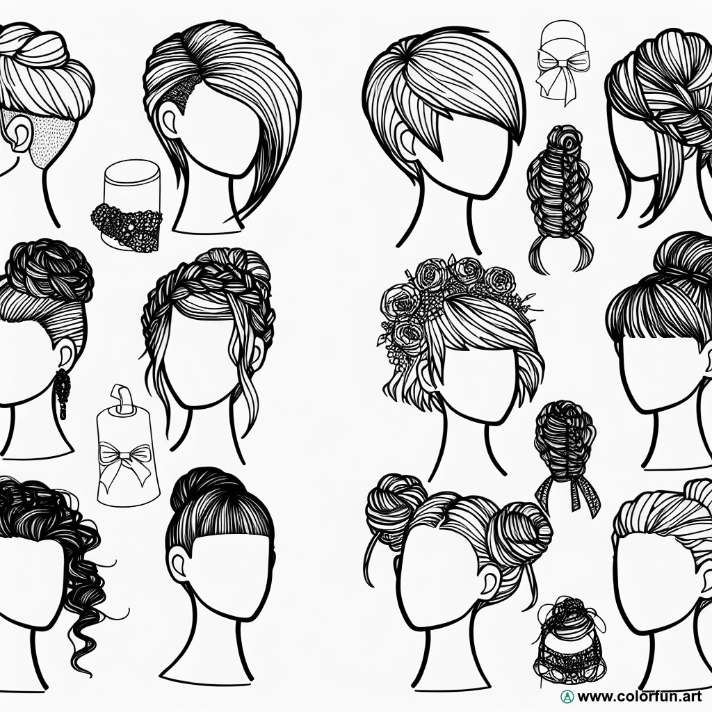 adult hairstyle coloring page