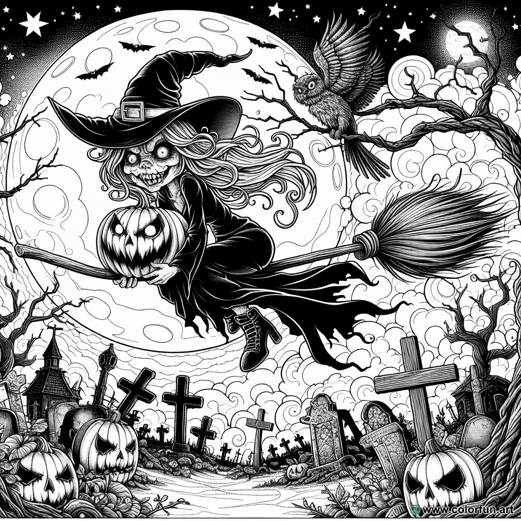 coloring page Halloween nightmare