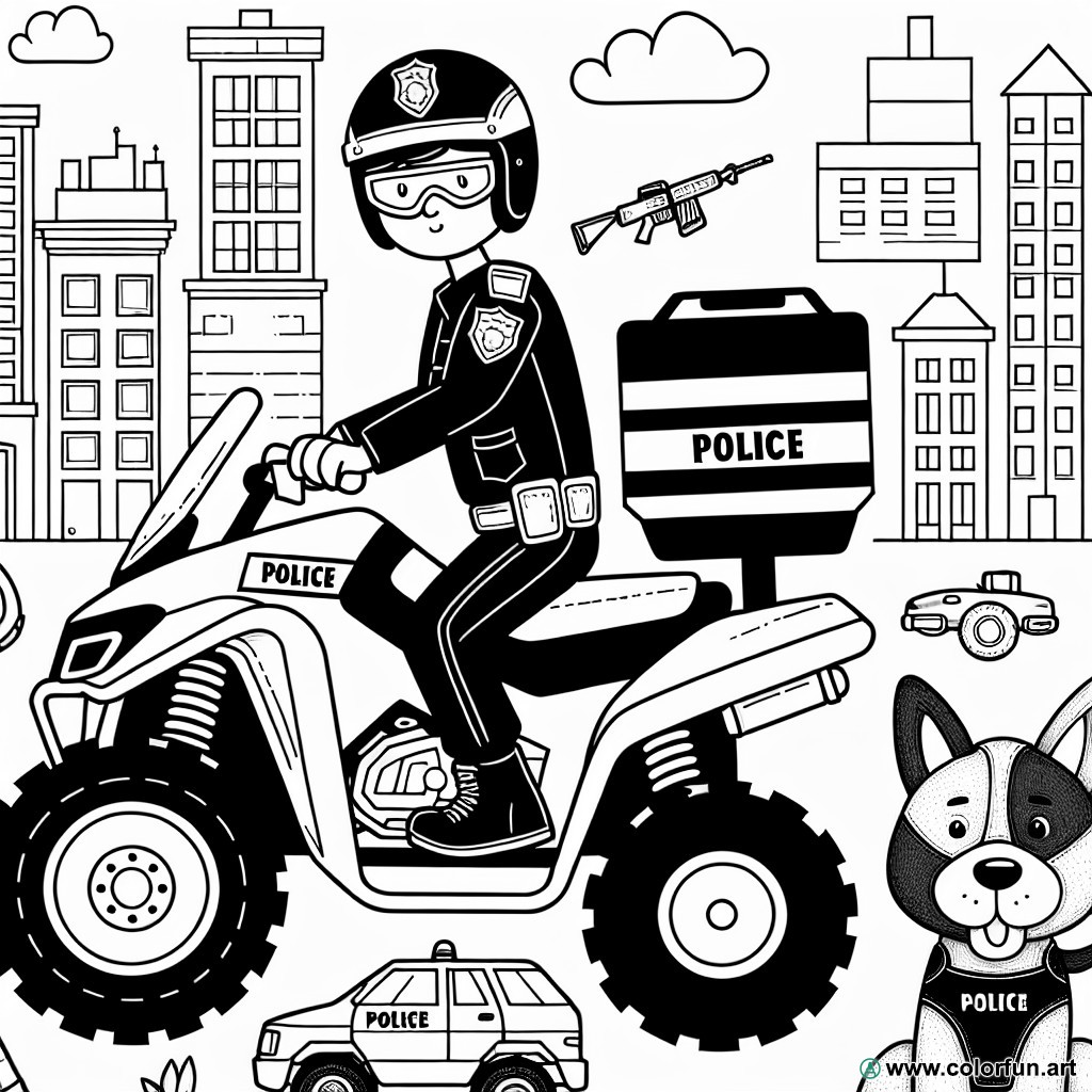 coloring page quad police