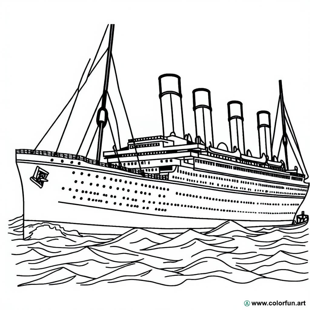 coloring page Titanic sinking