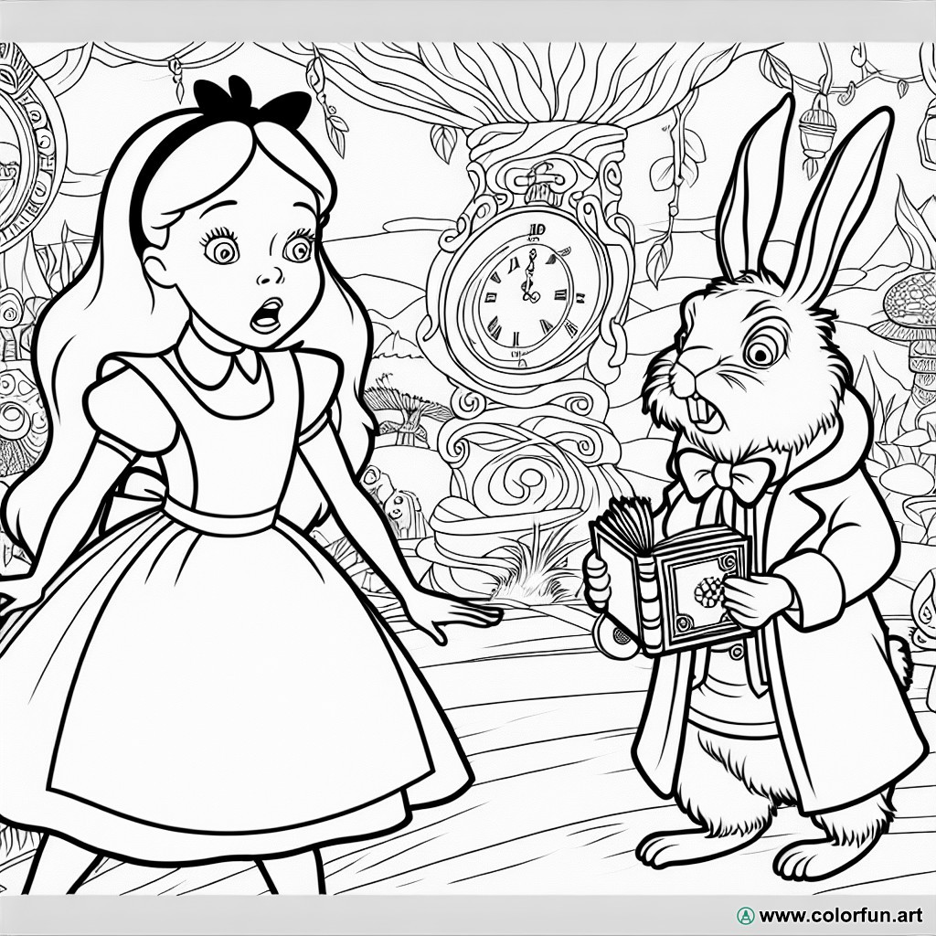 coloring page alice in wonderland rabbit