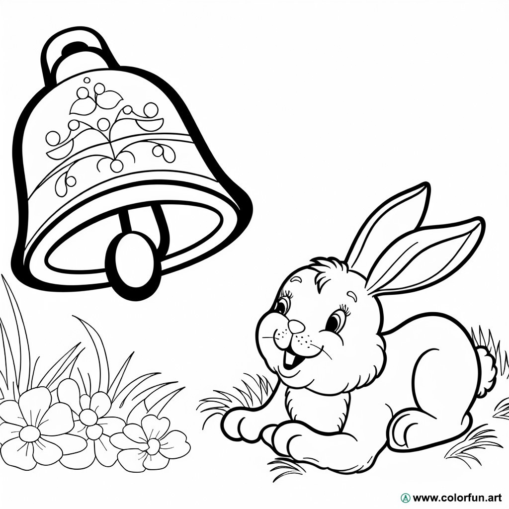 coloring page bell rabbit